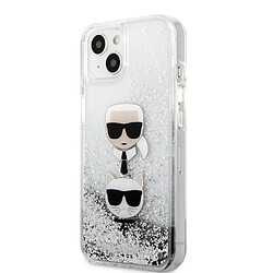 Karl Lagerfeld KLHCP13SKICGLS Coque de protection pour iPhone 13 Mini 5,4' Motif Karl&Choupette Head Argenté