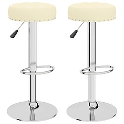 vidaXL Tabourets de bar lot de 2 crème tissu