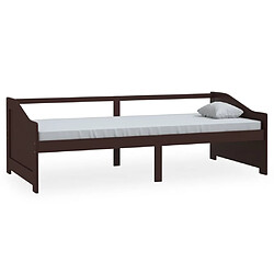 vidaXL Lit de repos 3 places sans matelas Marron foncé 90x200 cm