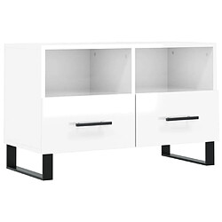 Maison Chic Meuble TV scandinave - Banc TV pour salon Blanc brillant 80x36x50 cm Bois d'ingénierie -MN55296