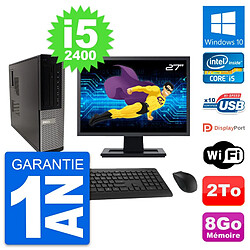 PC Dell 990 DT Ecran 27" Intel Core i5-2400 RAM 8Go Disque 2To Windows 10 Wifi - Occasion