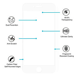 Avis Wewoo Verre trempé blanc pour iPhone 8 0.26mm 9 H Surface Dureté 3D Antidéflagrant Plein Écran En Fibre De Carbone Bords Doux Film D'écran En