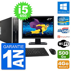 PC HP 8100 Elite SFF Ecran 27" Core i5-650 RAM 4Go Disque 500Go Windows 10 Wifi - Occasion