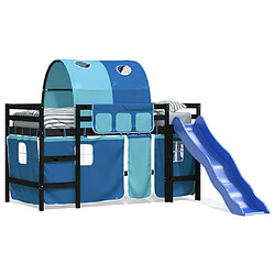 Vidaxl Lit mezzanine enfants avec tunnel bleu 80x200cm bois pin massif