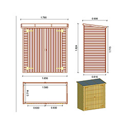 Avis Habitat Et Jardin ABRI JARDIN BOIS ADOSSABLE LIPKI - 1.79 X 0.90 X 1.78/1.87 m