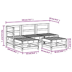 vidaXL Salon de jardin 5 pcs noir bois massif de pin pas cher