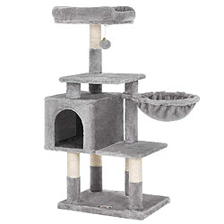 Avis Acaza Arbre à Chat Multi-Niveaux, Hauteur 110 cm, Niche, Gris Clair