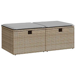 vidaXL Salon de jardin avec coussins 2 pcs beige résine tressée acacia