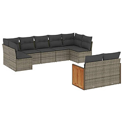 Maison Chic Salon de jardin 9 pcs avec coussins | Ensemble de Table et chaises | Mobilier d'Extérieur gris résine tressée -GKD24014