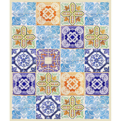 Alter Tapis de salle de bain, 100% Made in Italy, Tapis antitache avec impression numérique, Tapis antidérapant et lavable, Modèle Maiolica - Abby, cm 62x52