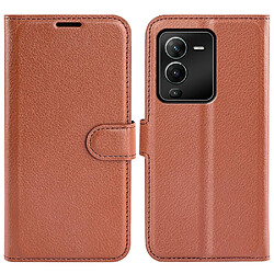 Etui en PU texture litchi, fermoir magnétique avec support pour votre Vivo S15 Pro 5G/V25 Pro 5G - marron