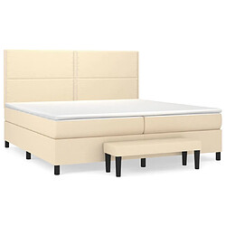 vidaXL Sommier à lattes de lit avec matelas Crème 200x200 cm Tissu