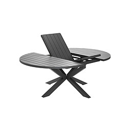 Avis Table de jardin ronde en aluminium gris avec allonge papillon Palma avec 6 chaises Minorca - Jardiline