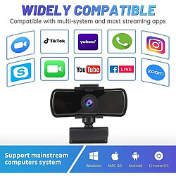 Chrono Webcam HD 2K avec Microphone, Caméra Web Full HD 1440P Webcam USB Plug and Play Webcam en Streaming pour Les appels vidéo étudiant Les Jeux de conférence en Ligne(Noir) pas cher