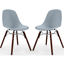 ICONIK INTERIOR Chaises de Salle à Manger - Design Scandinave - Pieds en Bois Sombre - Lot de 2 - Skögur Gris clair