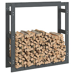 Avis vidaXL Support pour bois de chauffage Gris 100x25x100 cm Bois de pin