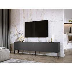 3XELIVING Meuble TV en couleur Anthracite avec pieds droits en noir, D: l : 170 cm, H : 52 cm, P : 32 cm