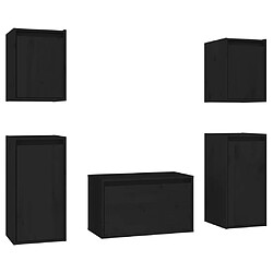 vidaXL Meubles TV 5 pcs Noir Bois massif de pin