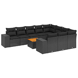 Maison Chic Salon de jardin 11 pcs avec coussins, Ensemble Tables et chaises d'extérieur noir résine tressée -GKD718017