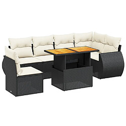 Maison Chic Ensemble Tables et chaises d'extérieur 7pcs avec coussins,Salon de jardin noir résine tressée -GKD695539