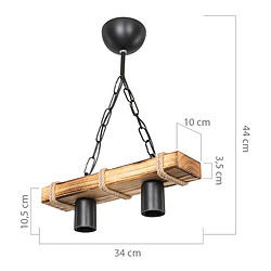 Helloshop26 Lustre lampe lumière suspendu suspension hemel en métal bois corde de jute hauteur 44 cm 2 x E27 03_0007493