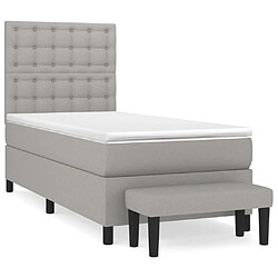 vidaXL Sommier à lattes de lit avec matelas Gris clair 80x200 cm Tissu