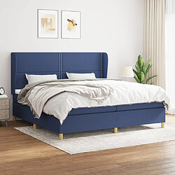 Maison Chic Structures de lit + matelas,Lit à sommier tapissier avec matelas Bleu 200x200 cm Tissu -MN78473