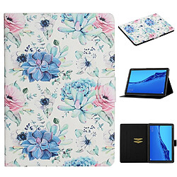 Etui en PU motif de fleurs impression élégant fleur bleue pour votre Huawei MediaPad M5 lite 10