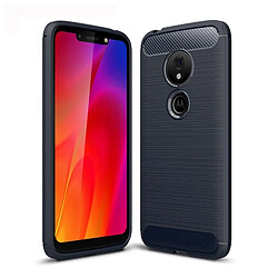 Wewoo Coque en TPU fibre de carbone texturée et brossée pour Motorola Moto G7 Play (Bleu marine)