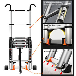 Échelle Télescopique Multifonctions Escabeau Escamotable Échelle de Toit - 3.2M