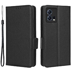 Etui en PU texture litchi, fermoir magnétique double avec support pour votre Motorola Edge 30 Fusion 5G/Moto S30 Pro 5G - noir