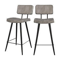 Rendez Vous Deco Chaise de bar mi-hauteur Texas grise 66 cm (lot de 2)