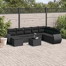 Maison Chic Salon de jardin 9 pcs avec coussins | Ensemble de Table et chaises | Mobilier d'Extérieur noir résine tressée -GKD19293