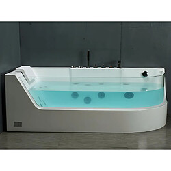 Vente-Unique Baignoire balnéo vitrée ARIA blanche - 1 place - 263L - 170*80*57cm - angle gauche