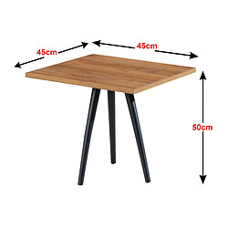 Helloshop26 Table basse carrée 50 x 45 x 45 cm effet noyer noir 03_0008428