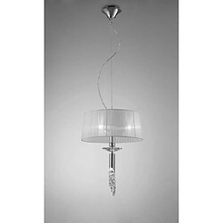 Luminaire Center Suspension Tiffany 3+1 Ampoule E27+G9, chrome poli avec Abat jour blanc & cristal transaparent