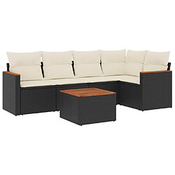 Maison Chic Salon de jardin 6 pcs avec coussins | Ensemble de Table et chaises | Mobilier d'Extérieur noir résine tressée -GKD25972