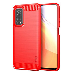 Mofi Coque en TPU fibre de carbone antisismique souple rouge pour votre Xiaomi Mi 10T 5G/Mi 10T Pro 5G