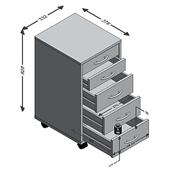 Acheter FMD Armoire mobile avec 5 tiroirs Chêne