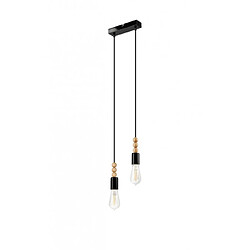 Lumière Suspension Simon Bois,acier Noir 2 ampoules 94cm