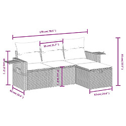 Avis vidaXL Salon de jardin 4 pcs avec coussins marron résine tressée