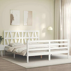 Avis Maison Chic Cadre/structure de lit avec tête de lit pour adulte - Lit Moderne Chambre blanc King Size bois massif -MN68236