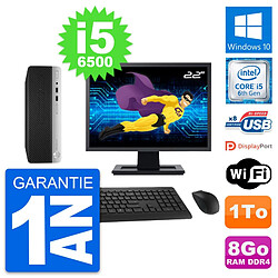 PC HP ProDesk 400 G4 SFF Ecran 22" i5-6500 RAM 8Go Disque 1To Windows 10 Wifi - Occasion