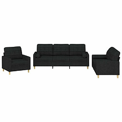 Maison Chic Ensemble de canapés 3 pcs avec coussins, Canapé droit Sofa pour Salon noir tissu -GKD867011