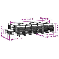 vidaXL Ensemble à manger de jardin 17 pcs coussins noir résine tressée pas cher