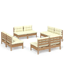 Maison Chic Salon de jardin 8 pcs + coussins - Mobilier/Meubles de jardin - Table et chaises d'extérieur crème Bois de pin -MN82277