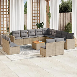 Maison Chic Salon de jardin avec coussins 14 pcs | Ensemble de Table et chaises | Mobilier d'Extérieur beige résine tressée -GKD14229