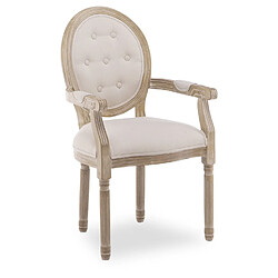 NC Fauteuil médaillon capitonné Louis XVI tissu Beige