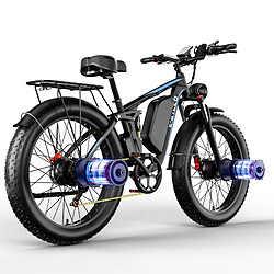 E-BYCCO Vélo électrique EB7pro double moteur 52V 2000W avec batterie 23AH Shimano 7 vitesses vtt suspension complète 26 "Fat Bike