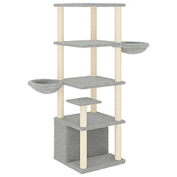 Helloshop26 Arbre à chat meuble tour grimper jouet grattage grattoir escalade plateforme avec griffoirs en sisal clair 147 cm gris 02_0022571